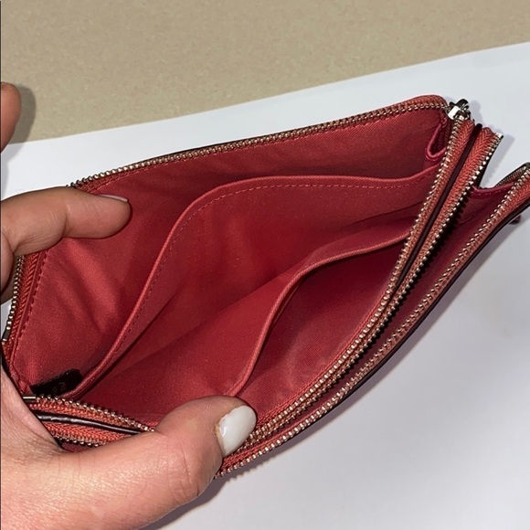 Coach Pink Pebbled Leather Double Wallet Wristlet - Picture 12 of 15